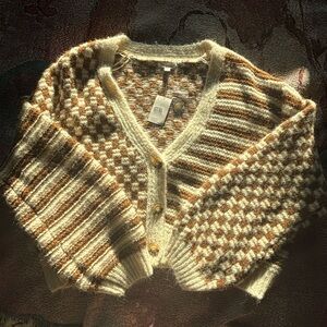 Blu Pepper Cream and Brown Knit Cardigan